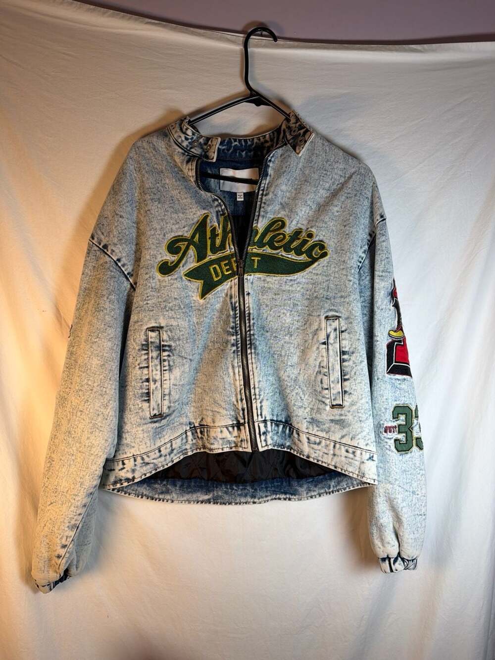 Fashion Nova Athletic Dept Denim Jacket Size XS